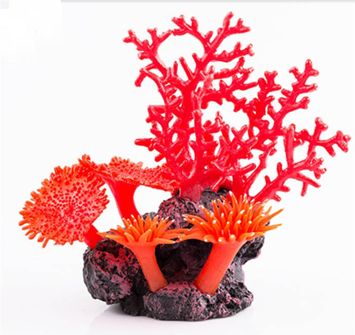 美丽的水族装饰红色人造软珊瑚鱼缸