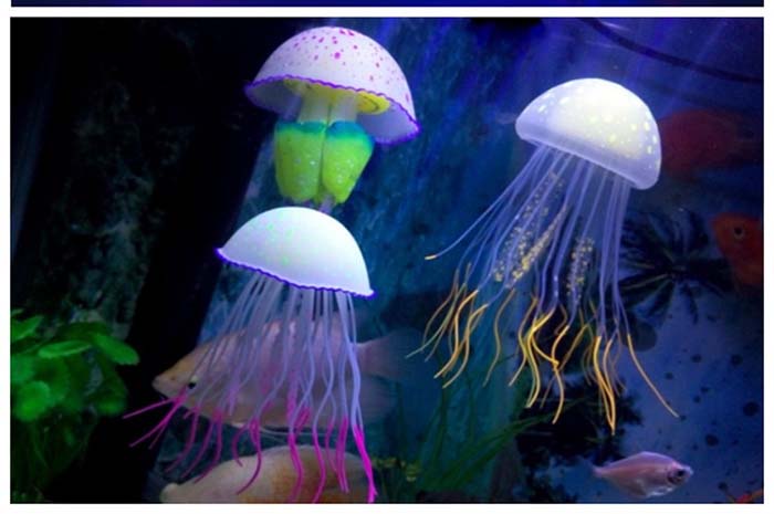 鱼缸荧光装饰买盒假水母水族馆